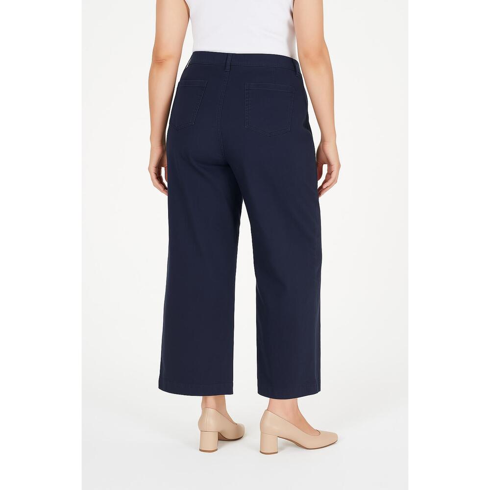 NWT StyleCo Pants Womens 18W Navy Blue Wide‎ Leg High Rise Slimming Pocket